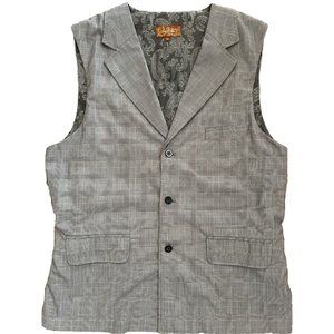 Vicci Uomo‎ Men's Gray Checkered 3-Button Notch Lapel Suit Vest Medium
